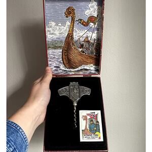 Konge Tinn Royal Pewter Norwegian Corkscrew Bottle Opener Collectible Nordic
